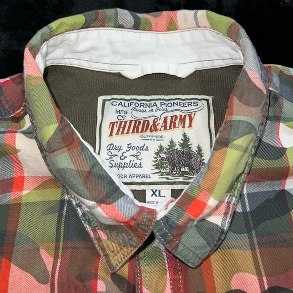 Third&Army Outfitters Button Up Long Sleeve Shirt elbow patches XL Vintage - Picture 7 of 15